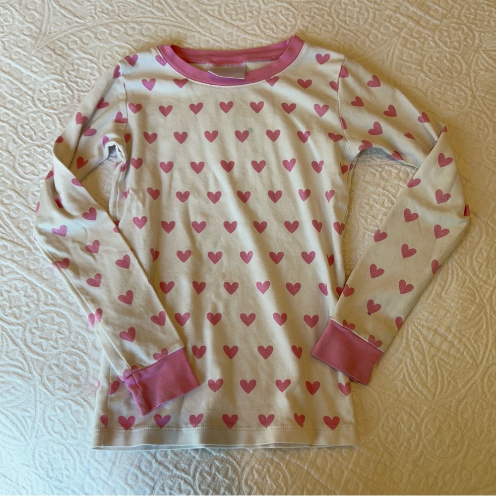 Lake Pajamas Pima Pink Heart Kids Long Sleeve Shirt
